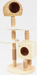 Kratzbaum Rico aus Massivholz Kiefer mit Plattformen und Höhlen 140cm in Creme Beige – Bild 1 von 1