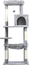 Kratzbaum Sunny Smart für Katzen mit 6 Ebenen, Hängematte und 2 Liegebrettern, Grau, 45x55x143 cm – Bild 1 von 1