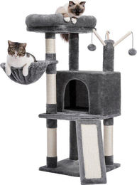 Kratzpalme für Katzen aus Sisal und Plüsch mit Hängematte, 80 cm, Grau – Bild 1 von 1