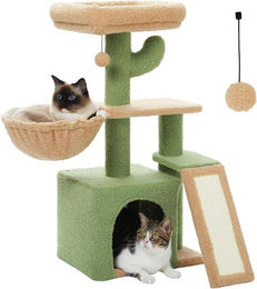 Kratzstation für Katzen als komfortables Klettergerüst für Innenkatzen in Grün, 80 cm – Bild 1 von 1