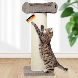 Produktbild von Kratztonne FRIEDA Rohrschneider XXL Kratzbaum für Katzen mit Cord-Bezug und austauschbaren Kratzmatten in Grau