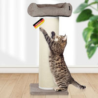 Produktbild von Kratztonne FRIEDA Rohrschneider XXL Kratzbaum für Katzen mit Cord-Bezug und austauschbaren Kratzmatten in Grau