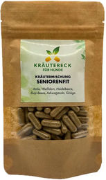 Kräutereck Kräuterkapseln Hund SeniorenFit mit Amla, Weißdorn, Goji und Ginkgo zur Seniorenpflege – Bild 1 von 2