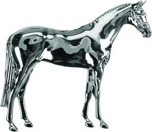 Produktbild von Krawattennadel Umbria Equitazione aus Metall mit stehendem Pferd in Silber und Grau