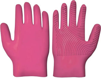 Produktbild von Kris Pansenhandschuhe aus Gummi in Rosa zur Fellpflege