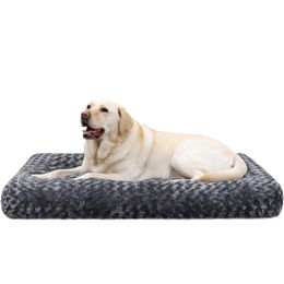 KSIIA Hundematratte für große Hunde aus Plüsch Waschbar Grau 90x60cm – Bild 1 von 7