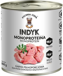 Produktbild von KUCHNIA SZEFA Hund Nassfutter Truthahn Monoprotein Getreidefrei Hypoallergen 800g