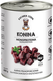 Produktbild von KUCHNIA SZEFA Nassfutter für adulte Hunde mit Pferdefleisch Monoprotein getreidefrei und hypoallergen 400 g
