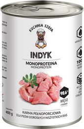 Produktbild von KUCHNIA SZEFA Nassfutter Truthahn Monoprotein für Hunde aller Rassen und Altersstufen 400 g