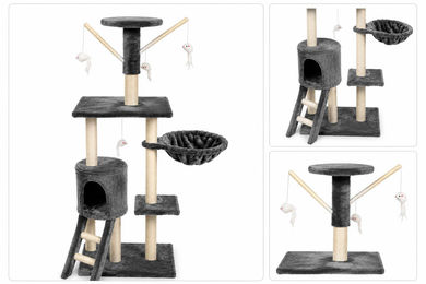 Kunert Großer Katzenkratzbaum in Grau mit Sisalstämmen – Bild 1 von 2
