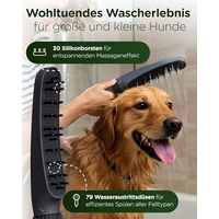 Produktbild von KUNTO Hundebrausekopf mit Silikonborsten und 4 Strahlarten für die Fellpflege von Hunden in Schwarz