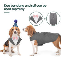 Produktbild von Kuoser Hund Smoking Anzug und Bandana Set Grau