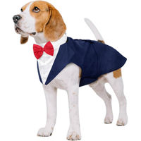 Produktbild von Kuoser Hund Smoking Anzug und Bandana Set Party Kostüm Blau S-XXL