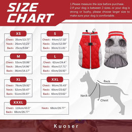 Kuoser Hundemantel Winterjacke mit Fleece und Reflektoren Rot Größe L wasserdicht – Bild 1 von 5
