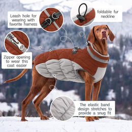 Kuoser Hundemantel Winterjacke wasserdicht mit Fleece Braun XS – Bild 1 von 5