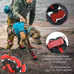 Kurgo Hundeschuhe Blaze Cross Pfotenschuhe wasserdicht und reflektierend Rot Größe S – Bild 1 von 4