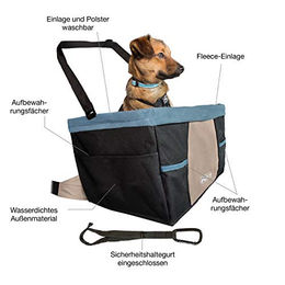 Kurgo Rover Hunde-Autositz für kleine Rassen aus Polyester, wasserabweisend, Schwarz/Blau – Bild 1 von 7
