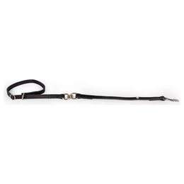 Produktbild von Kurzleine aus Leder mit Halsung Graz Black Schwarz 80 cm 14 mm