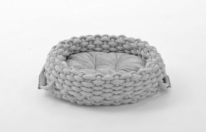 Produktbild von Kuschelnest ROPE Katzenbett rund in Grau mit Animal-Design aus Polyester