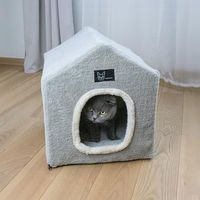 Produktbild von KVOTA Haustierhöhle Zelthäuschen für Hunde und Katzen inkl. Kissen Grau 36,5x42,5x36,5 cm