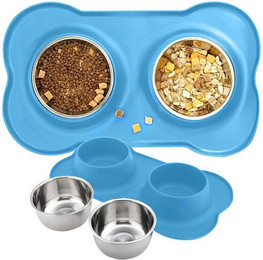 Produktbild von LA CUTE Doppelnapf aus Edelstahl 2in1 für Futter und Wasser - 0,45 l