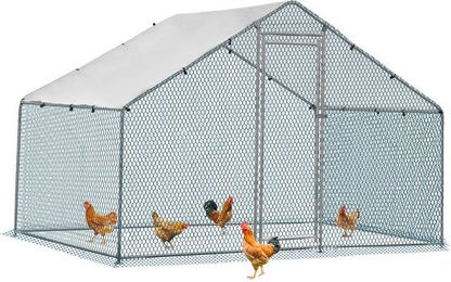 LALAHO Hühnerstall Freilaufgehege 6 m² mit Schattendach, Großes Hühnergehege aus verzinktem Stahl 3x2x2 m, Spitzdach – Bild 1 von 5