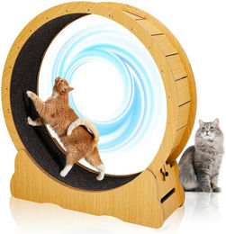 LALAHO Tier-Intelligenzspielzeug Tierlaufrad Katzenlaufband Innendurchmesser 100cm, MDF, für Katzen bis 12 kg, stabil und leise, Sicherheitsschloss-Design – Bild 1 von 5
