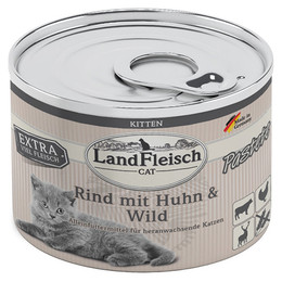 Produktbild von LandFleisch Cat Kitten Pastete Rind, Huhn & Wild - 6 x 195 g