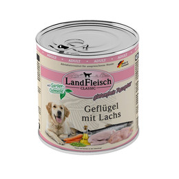 Produktbild von LandFleisch Dog Classic Geflügel mit Lachs & Gartengemüse - 6 x 800 g