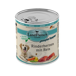 Produktbild von LandFleisch Dog Classic Rinderherzen mit Reis - 6 x 800 g