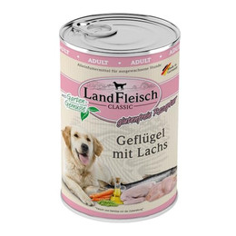 Produktbild von Landfleisch Dog Geflügel mit Lachs & Gartengemüse - 6 x 400 g