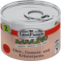 Produktbild von LandFleisch Hund B.A.R.F.2GO Obst-, Gemüse und Kräuterpesto Rot Sparpaket 12 x 200g