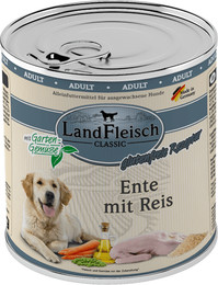 Produktbild von LandFleisch Hund Classic Ente mit Reis & Gartengemüse Sparpaket 12 x 800g