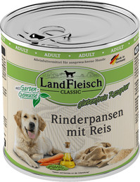 Produktbild von LandFleisch Hund Classic Rinderpansen mit Reis & Gartengemüse Sparpaket 12 x 800g