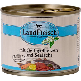 Produktbild von LandFleisch Pur Geflügelherzen & Seelachs - 12 x 195 g