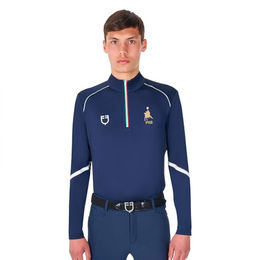 Langarmreit-Polo mit italienischer Flagge und Reißverschluss Equestro X FISE – Bild 1 von 8