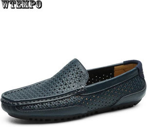 Produktbild von Lässige Sommer-Männerschuhe, leichte, bequeme flache Schuhe für Herren, Müßiggänger, Lederschuhe, Turnschuhe 43 blau