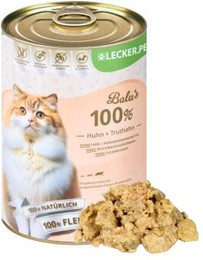 Produktbild von Lecker.Pet Balu's 100% Huhn und Truthahn Katzen Nassfutter - 12 x 400 g