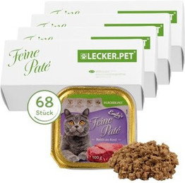 Produktbild von Lecker.Pet Emily's Feine Paté Reich an Rind Katzenfutter Nassfutter - 68 x 100 g