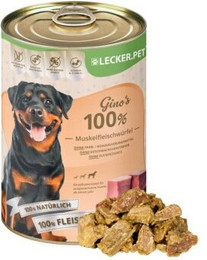 Produktbild von Lecker.Pet Gino's 100% Muskelfleischwürfel Rind & Schwein Hundefutter Nassfutter - 18 x 400 g