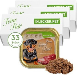 Produktbild von Lecker.Pet Gino's Feine Paté Reich an Rind Hundefutter Nassfutter - 33 x 150 g
