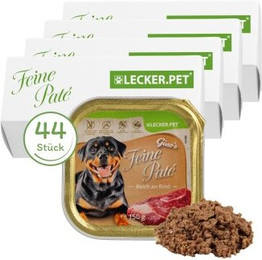 Produktbild von Lecker.Pet Gino's Feine Paté Reich an Rind Hundefutter Nassfutter - 44 x 150 g
