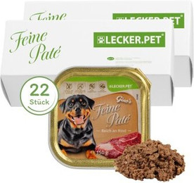 Produktbild von Lecker.Pet Gino's Feine Paté Reich an Rind Hundefutter Nassfutter - 22 x 150 g