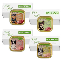 Produktbild von Lecker.Pet® Gino's, Josie's, Luna's & Paula's Feine Paté Hundefutter Nassfutter Mix - 44 x 150 g