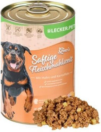 Produktbild von Lecker.Pet Gino's Saftige Fleischmahlzeit mit Huhn & Kartoffeln Hundenassfutter - 24 x 400 g