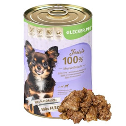 Produktbild von Lecker.Pet Josie's 100% Muskelfleisch Rind Hundefutter Nassfutter - 18 x 400 g