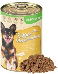 Produktbild von Lecker.Pet Josie's Saftige Fleischmahlzeit mit Pute & Reis Hundenassfutter - 24 x 400 g