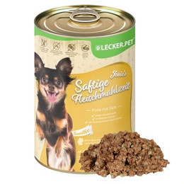 Produktbild von Lecker.Pet Josie's Saftige Fleischmahlzeit Sensitiv mit Pute & Reis Hundefutter Nassfutter - 6 x 400 g