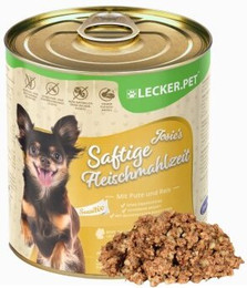 Produktbild von Lecker.Pet Josie's Saftige Fleischmahlzeit Sensitiv mit Pute & Reis Hundefutter Nassfutter - 18 x 800 g