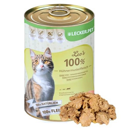 Produktbild von Lecker.Pet Leo's 100% Hühnermuskelfleisch Katzen-Nassfutter - 24 x 400 g